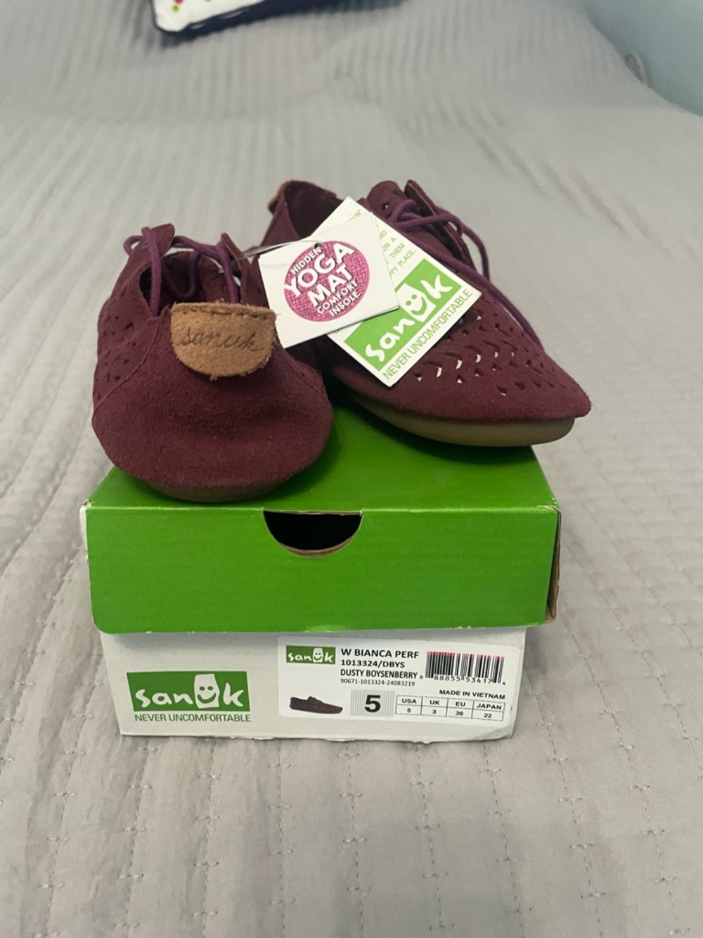 Sanuk Women's Dusty Boysenberry Lace-Up Flats - Deep Berry Suede